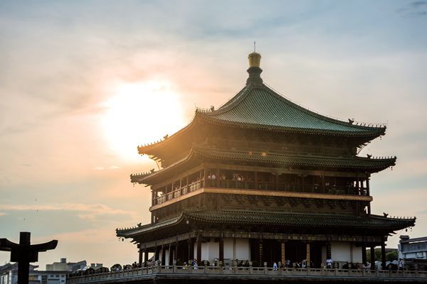 The sun setting at the location of the old Tang capital, Chang'an where the Hejiacun Hoard was discovered.